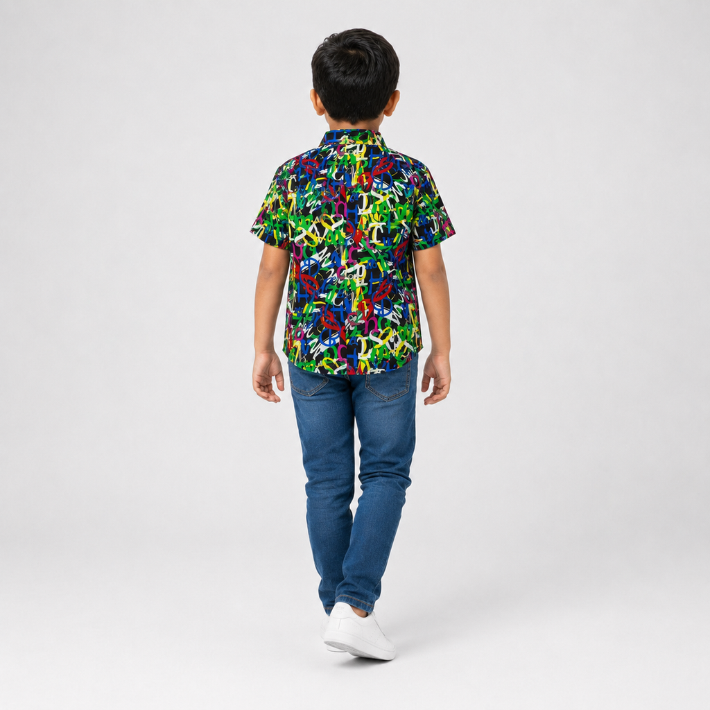 Winner Boys AOP letter Green Shirt 80257