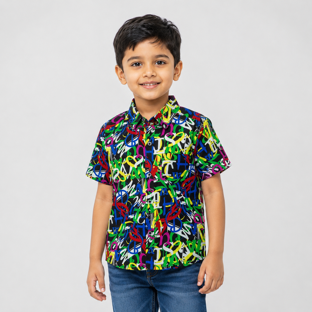 Winner Boys AOP letter Green Shirt 80257