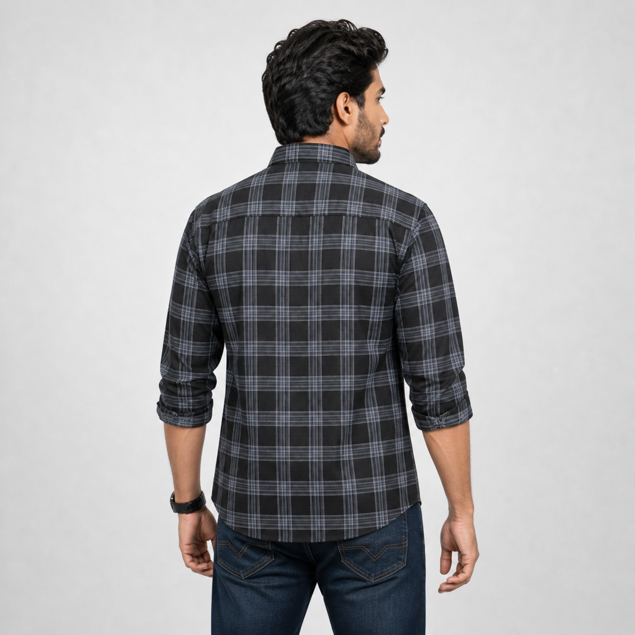 Winner Men's  Lt .Ash & Black  SHIRT-80045