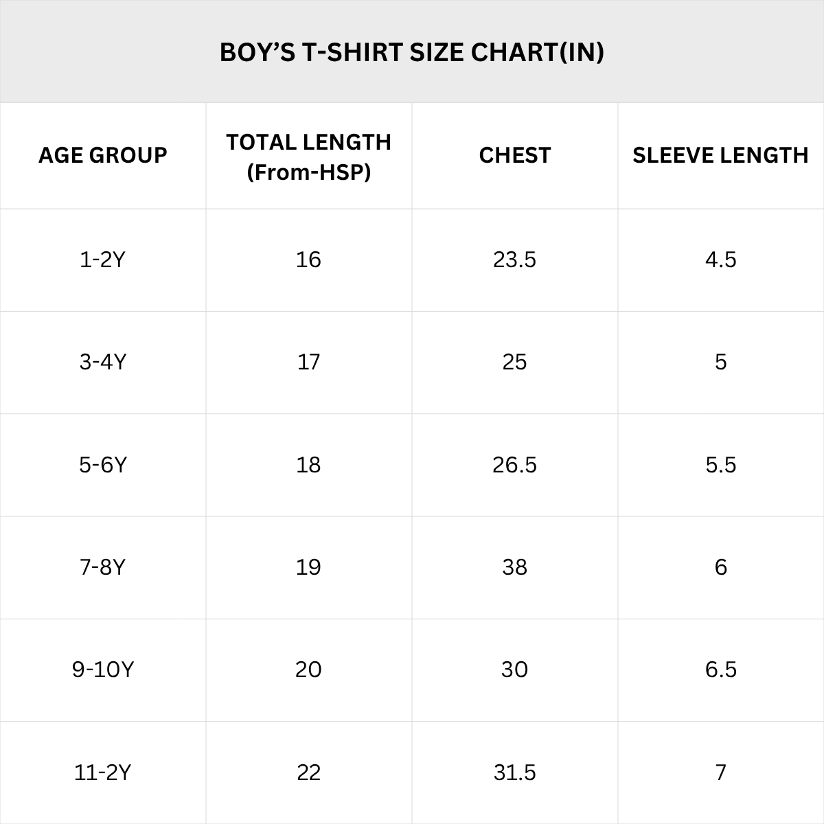 Size Chart