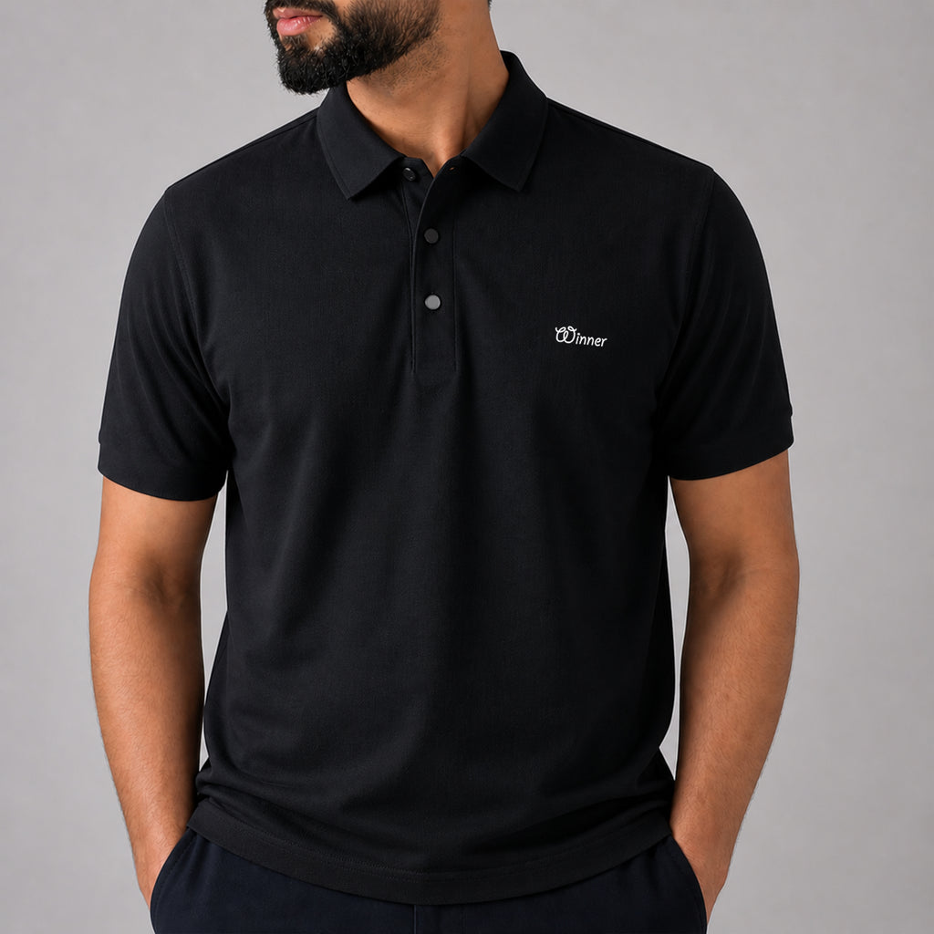 Winner Mens Black Polo T Shirt - 73583