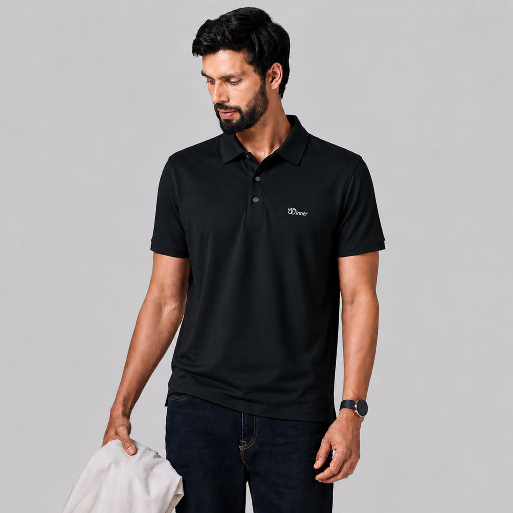Winner Mens Black Polo T Shirt - 73583