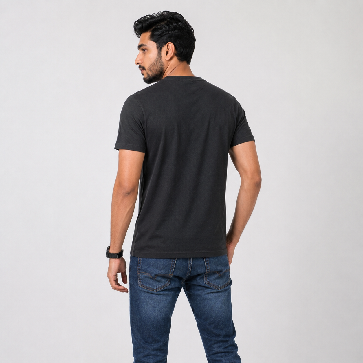 Winner Men's Black China V-Neck T-Shirt - 80215