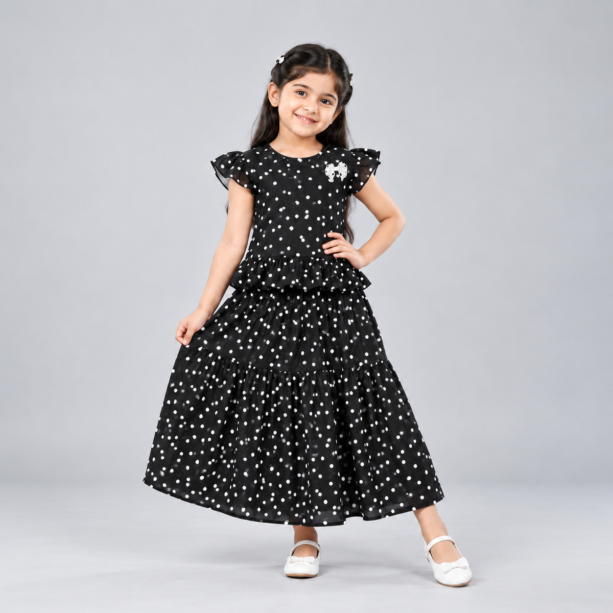 Winner Girls Black Aop SKIRT TOP SET 80387