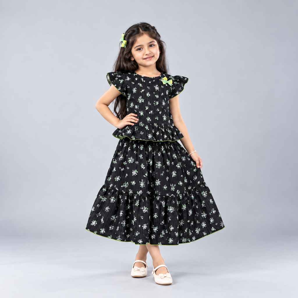 Winner Girls Black SKIRT TOP SET 80392