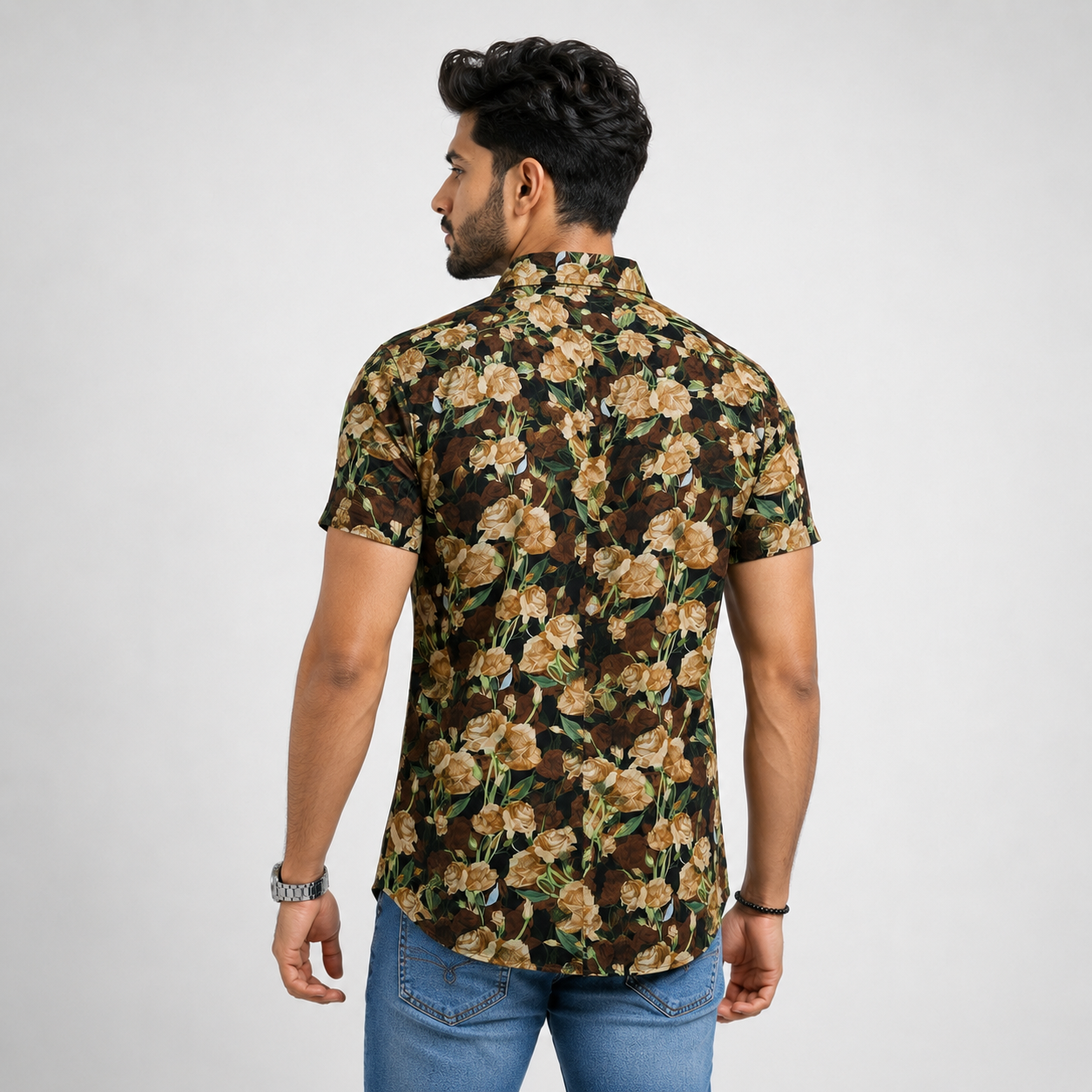 Winner Men's Black FLowral Casual Shirt - 80044