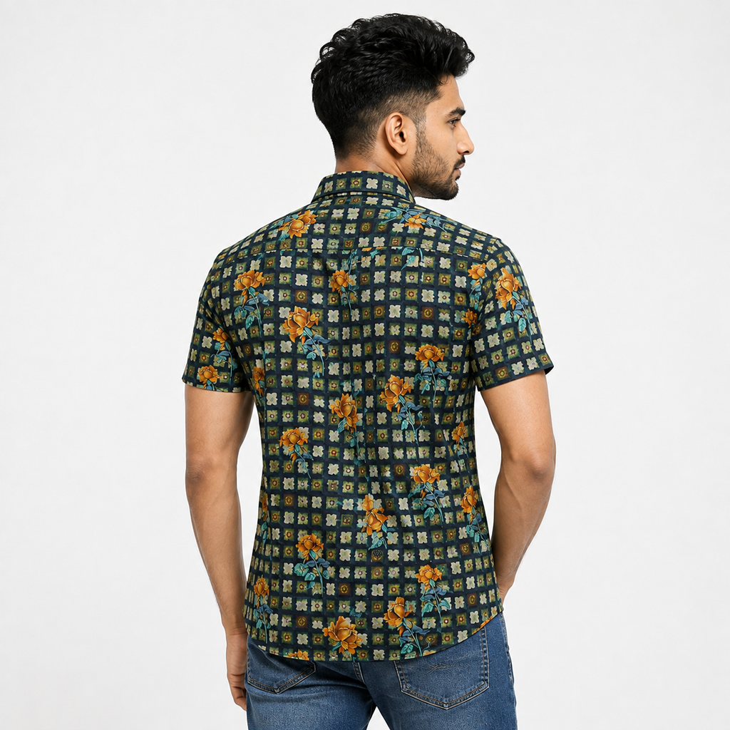 Winner Men's Black Greenary Casual Shirt - 80044