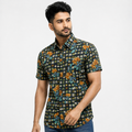 Winner Men's Black Greenary Casual Shirt - 80044