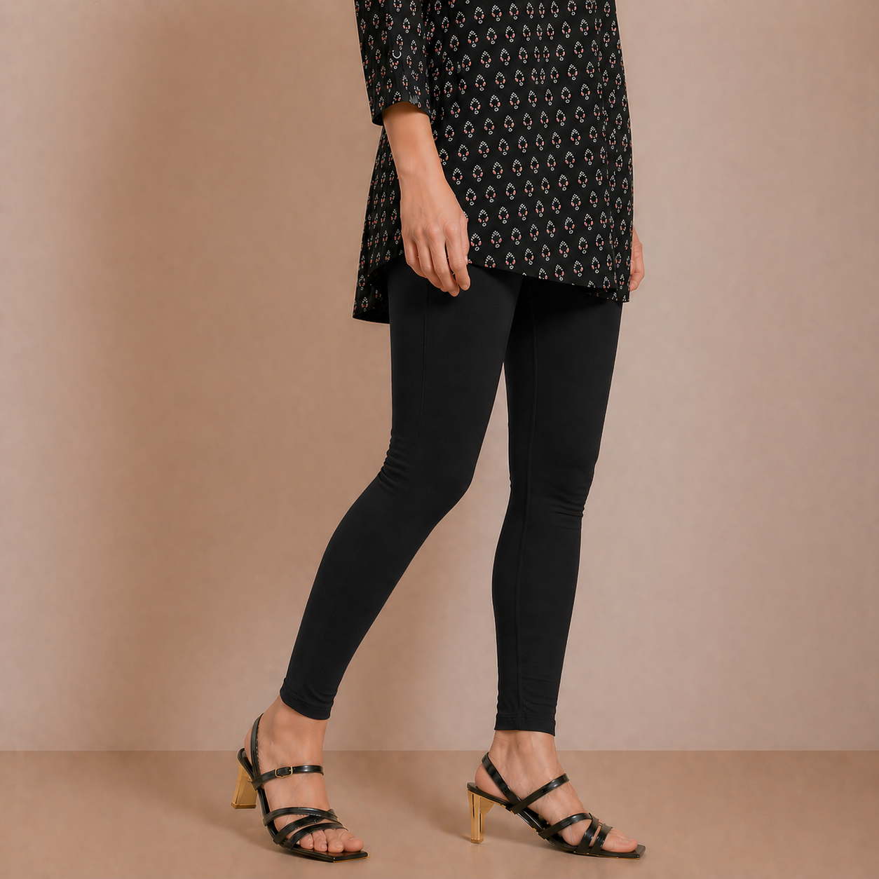 Winner Black Womens Modern Fit Leggings -43716