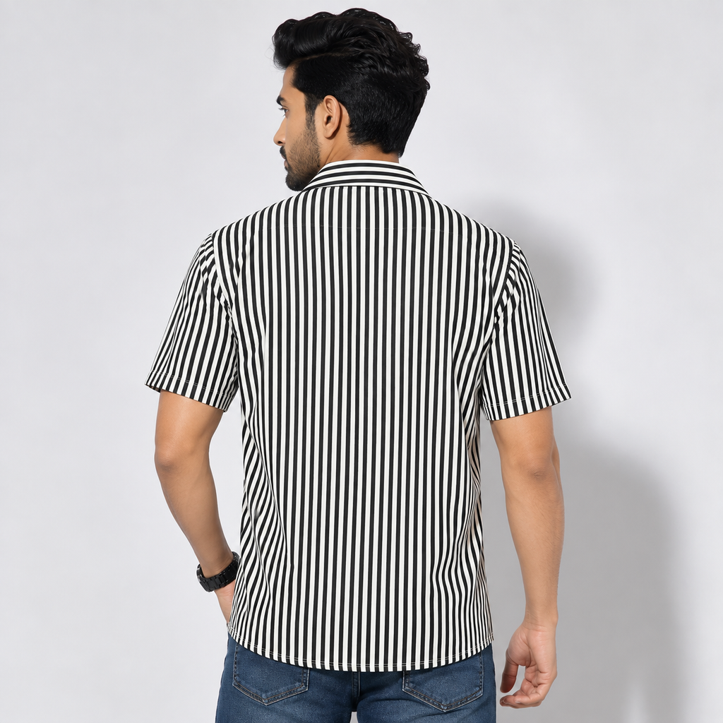 Winner Men's Black & White Print Casual Shirt - 73648