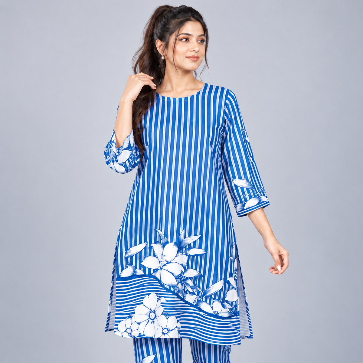 Winner Women's Blue White AOP Cord Set 80190