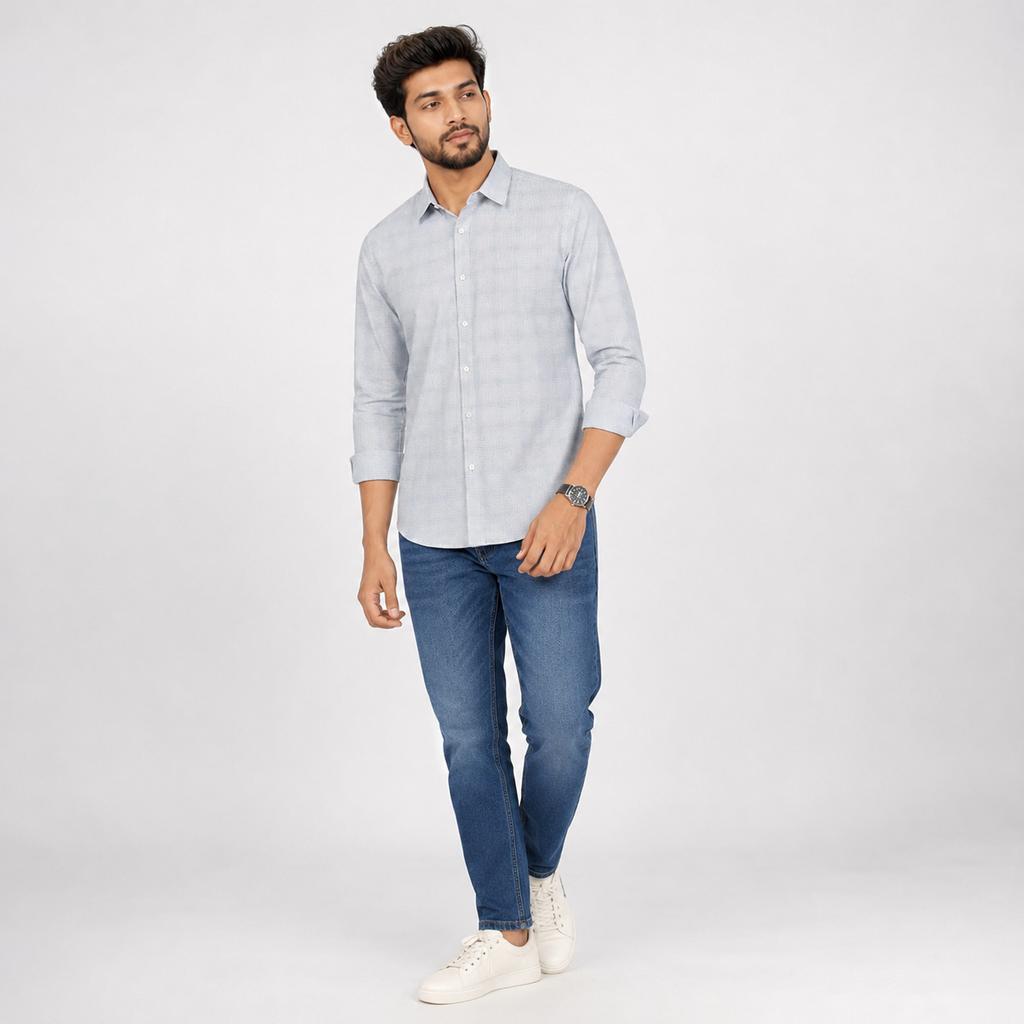 Winner Men's Light Blue Casual Shirt - 80296