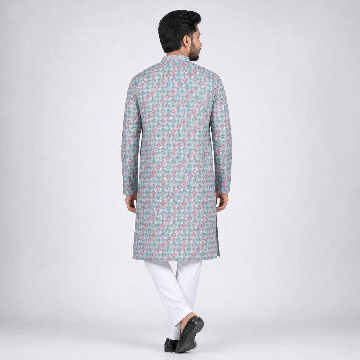 Winner Mens Blue & Maroon Panjabi - 73914