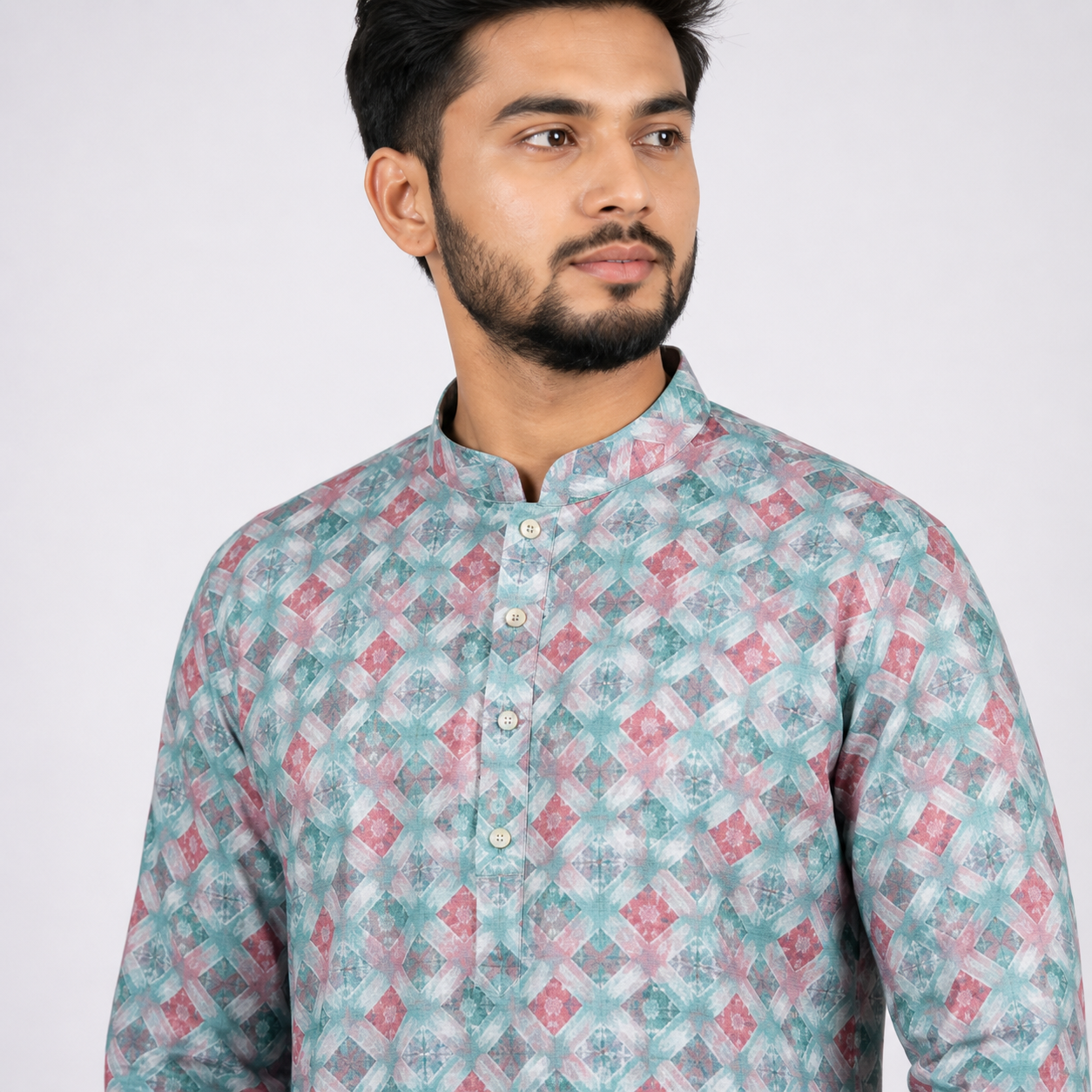 Winner Mens Blue & Maroon Panjabi - 73914