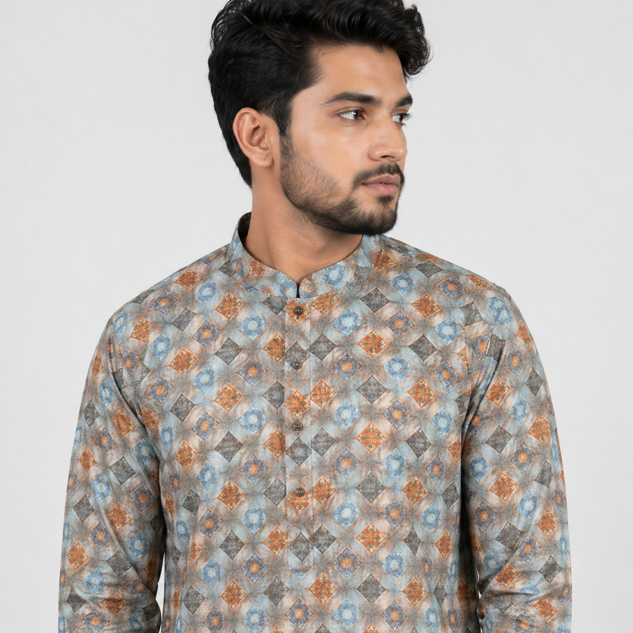 Winner Mens Blue & Coffee Panjabi - 73914