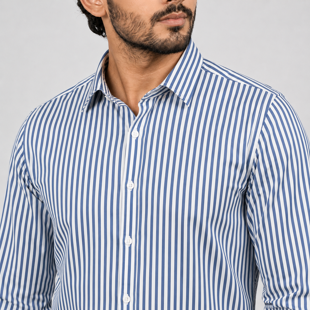 Winner Blue White Stripe Shirt - 73823