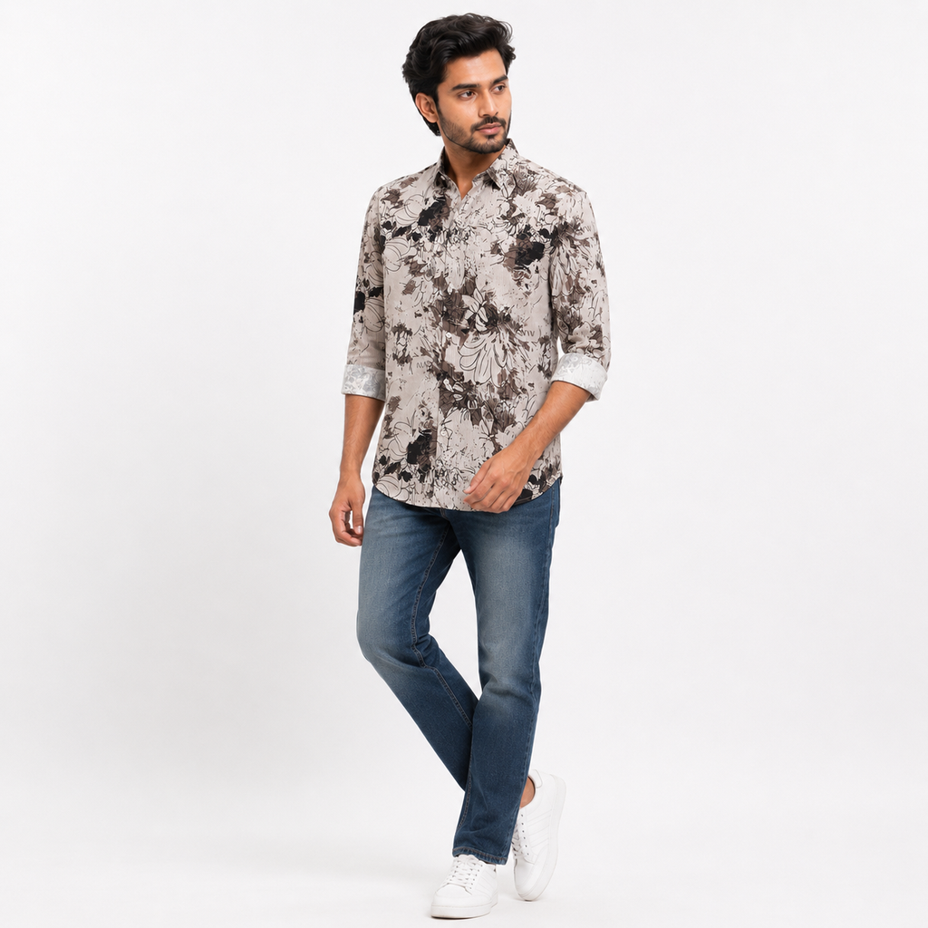 Winner Men's Brown Aop Casual Shirt - 80299