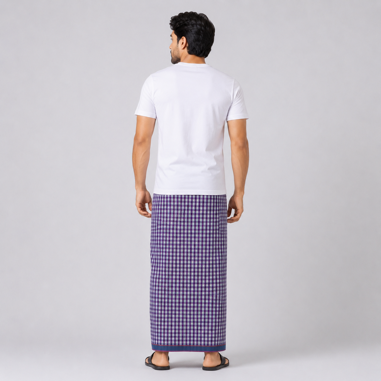 Winner Lavender Checkered Men's Lungi (5.5 Hand) - 44011
