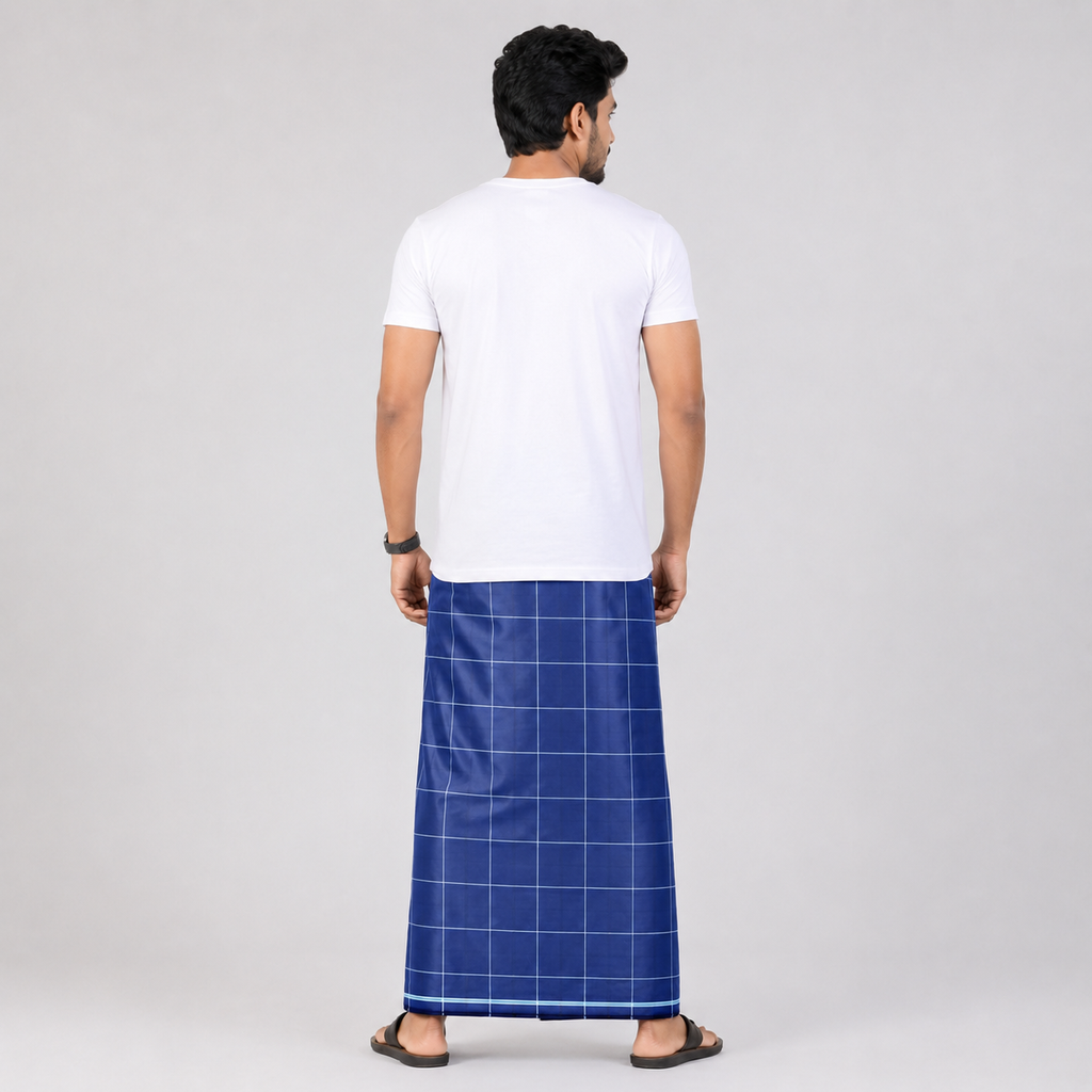 Winner Slate Navy Men's Lungi (5.5 Hand) - 44011