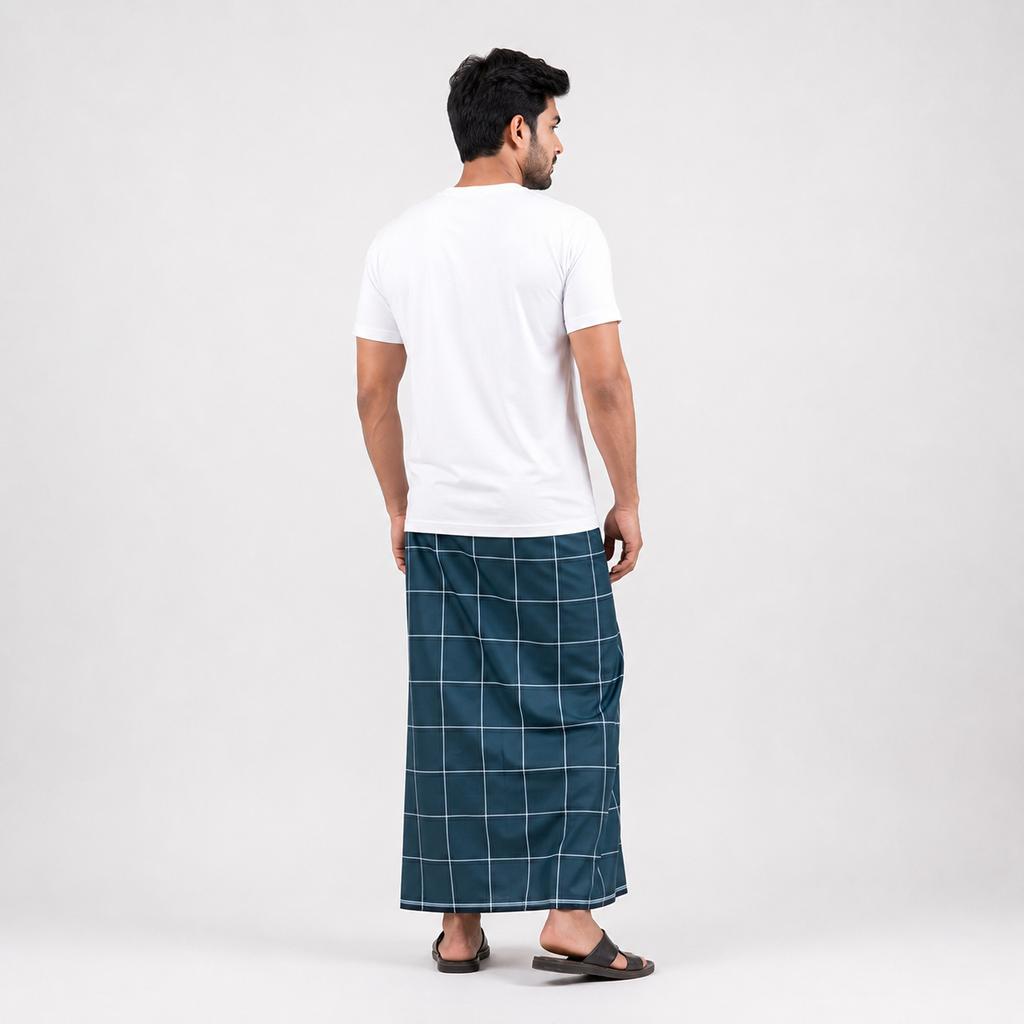 Winner Peacock teal Men's Lungi (5.5 Hand) - 44011