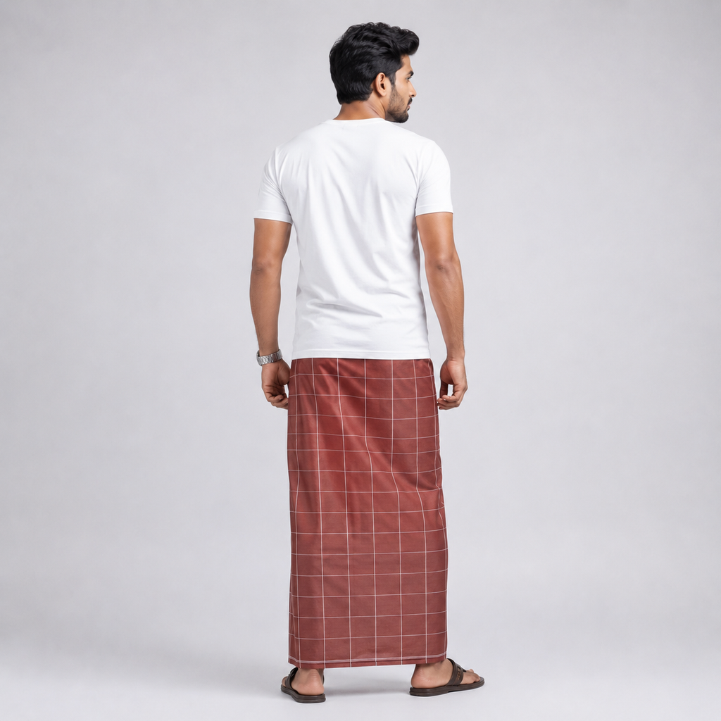 Winner Brown Men's Lungi (5.5 Hand) - 44011