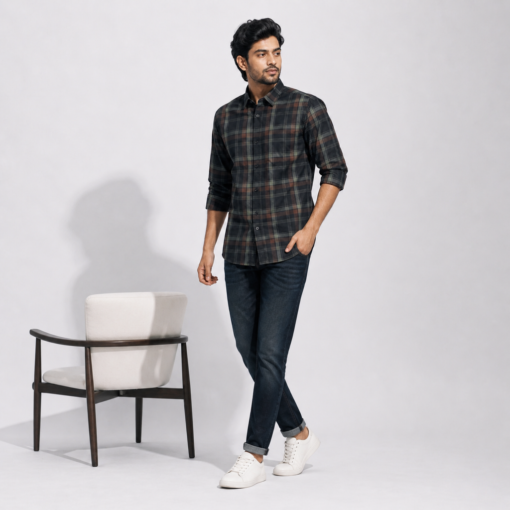 Winner Men's Coal check SHIRT-80045