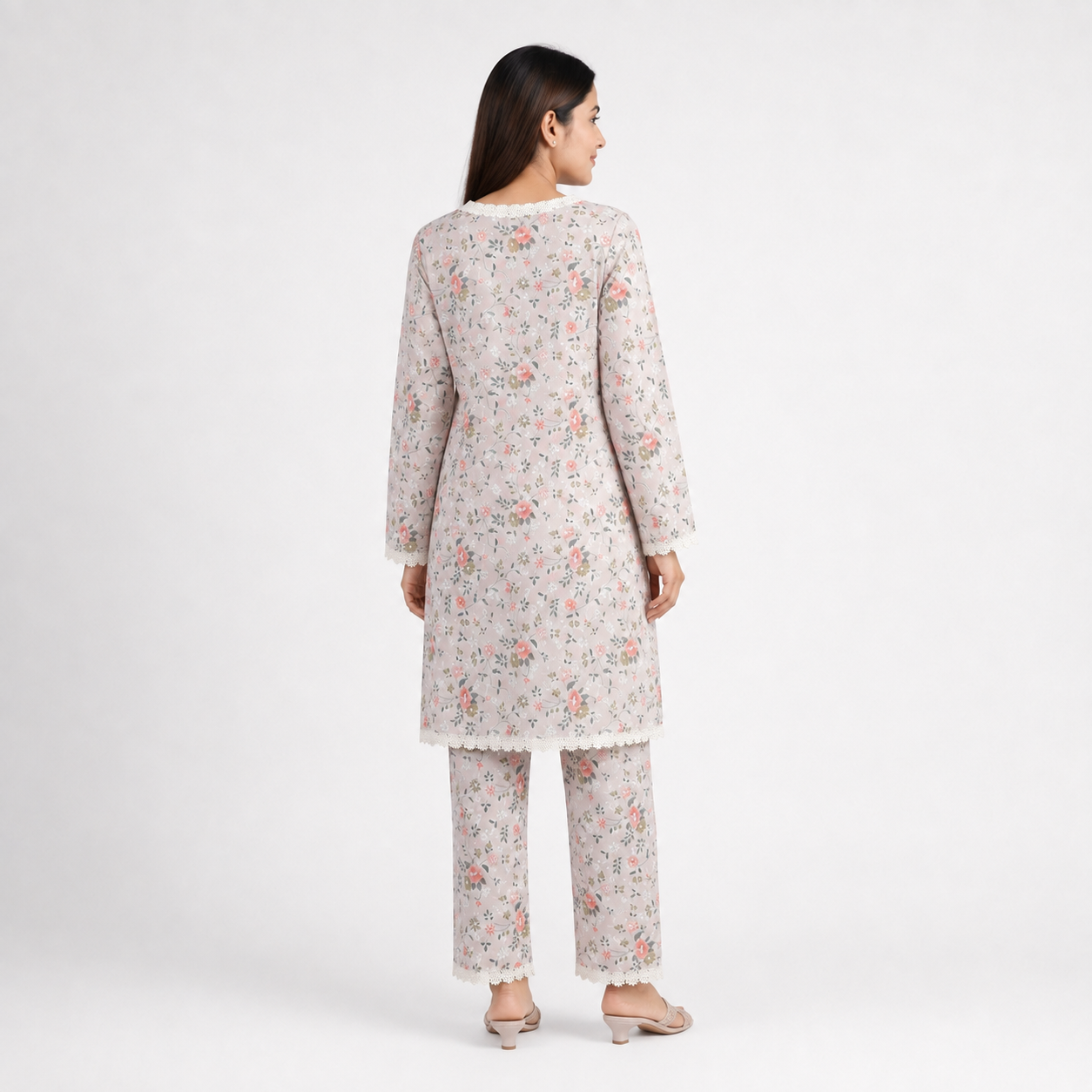 Winner Cream-AOP Ladies Kurti - 80186