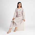 Winner Cream-AOP Ladies Kurti - 80186