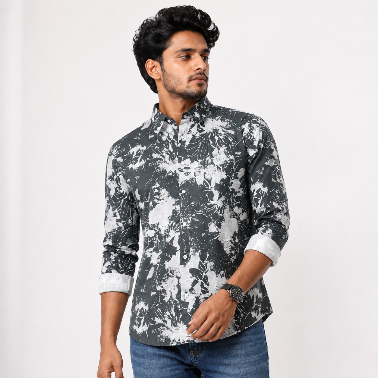 Winner Men's Dark Green Aop Casual Shirt - 80299