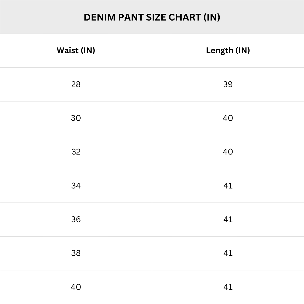 Size Chart