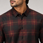 Winner Fire Red & Black Check Casual Shirt 80045