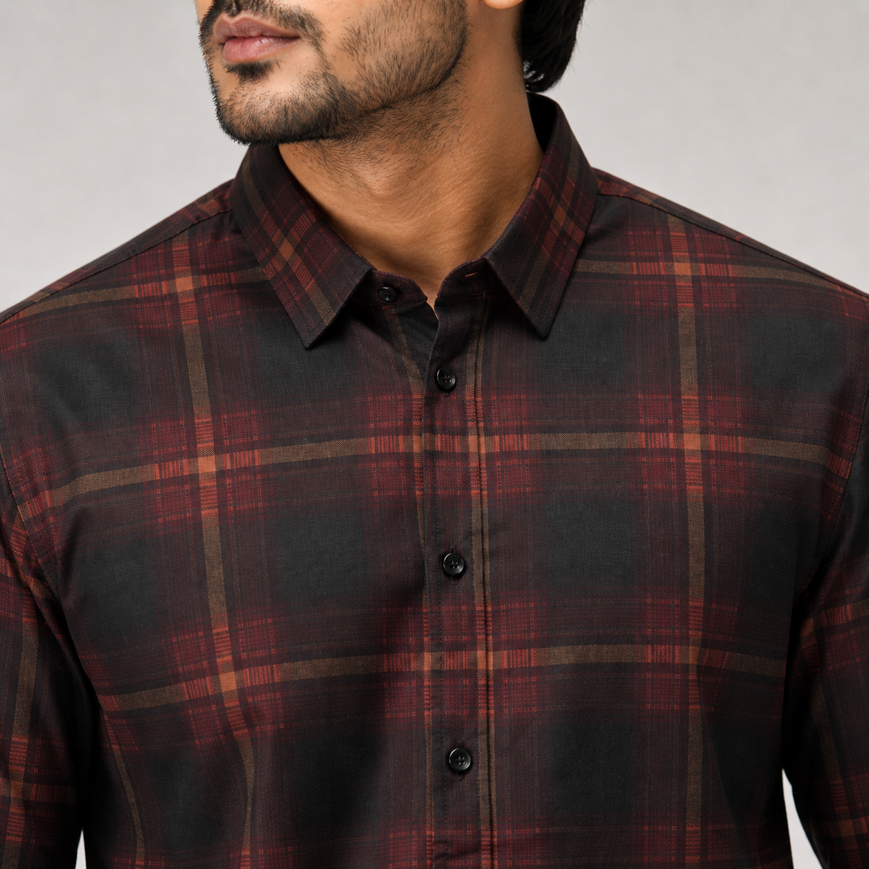 Winner Fire Red & Black Check Casual Shirt 80045