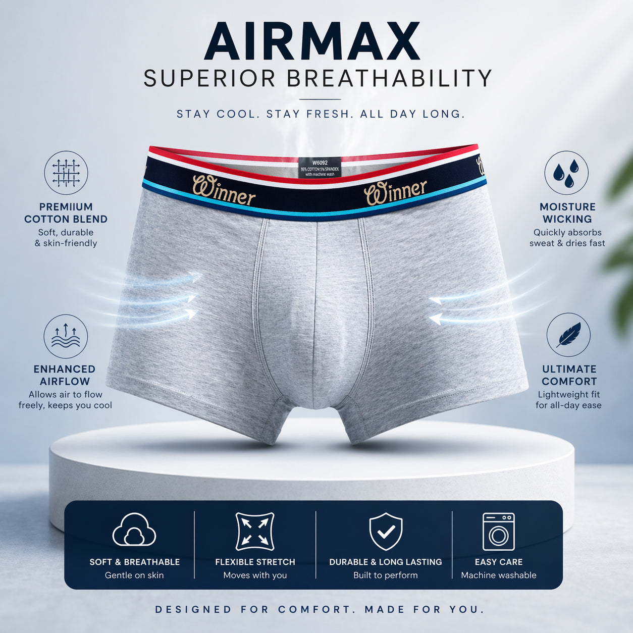 Men's Grey Luxury Boxer - 43713