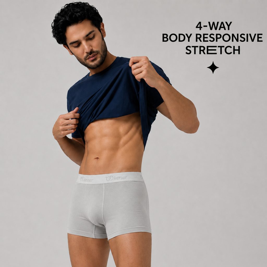 Winner's Mens Navy & Grey Crew Boxer  ( Pack Of 2 ) - 73409