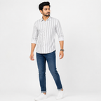 Winner Men's Green & White Stripe Shirt - 80294