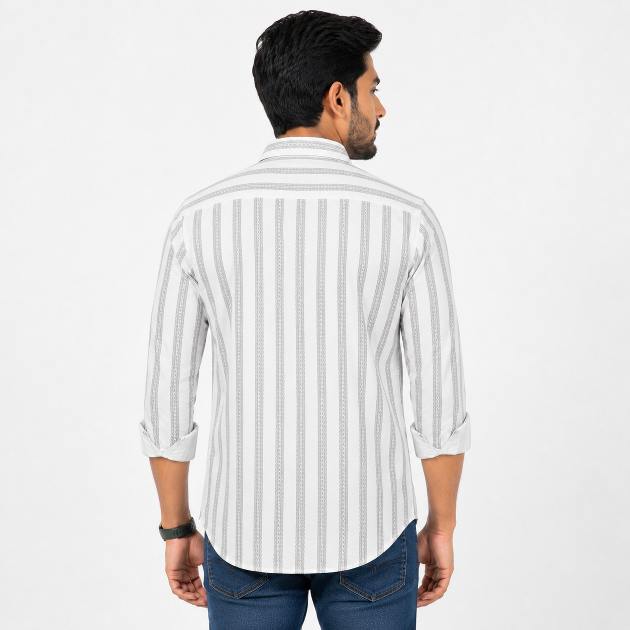 Winner Men's Green & White Stripe Shirt - 80294