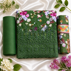 Ladies 3 pc Green print Kurta Set - 73643