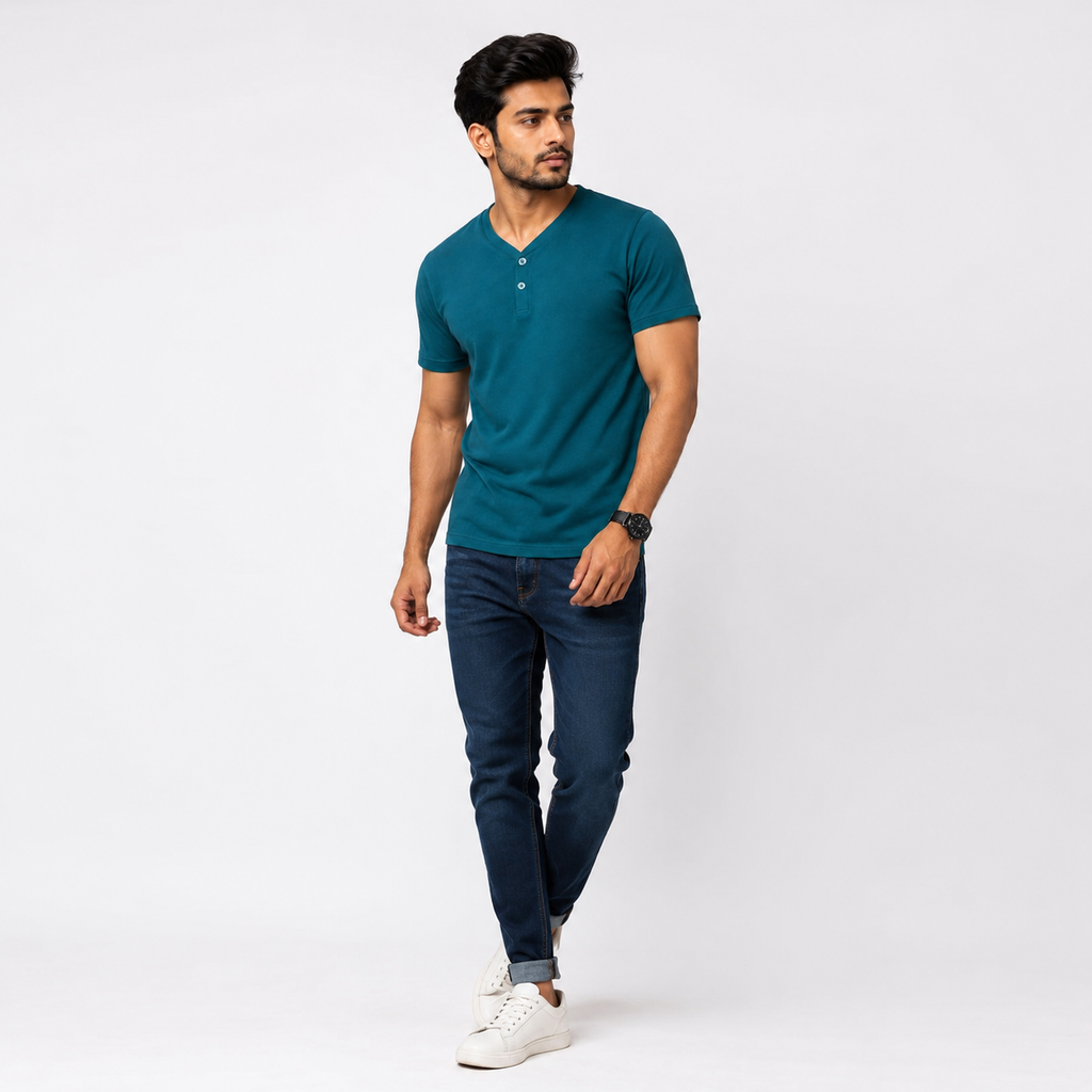 Winner Men's Green-20 China V-Neck T-Shirt - 80215