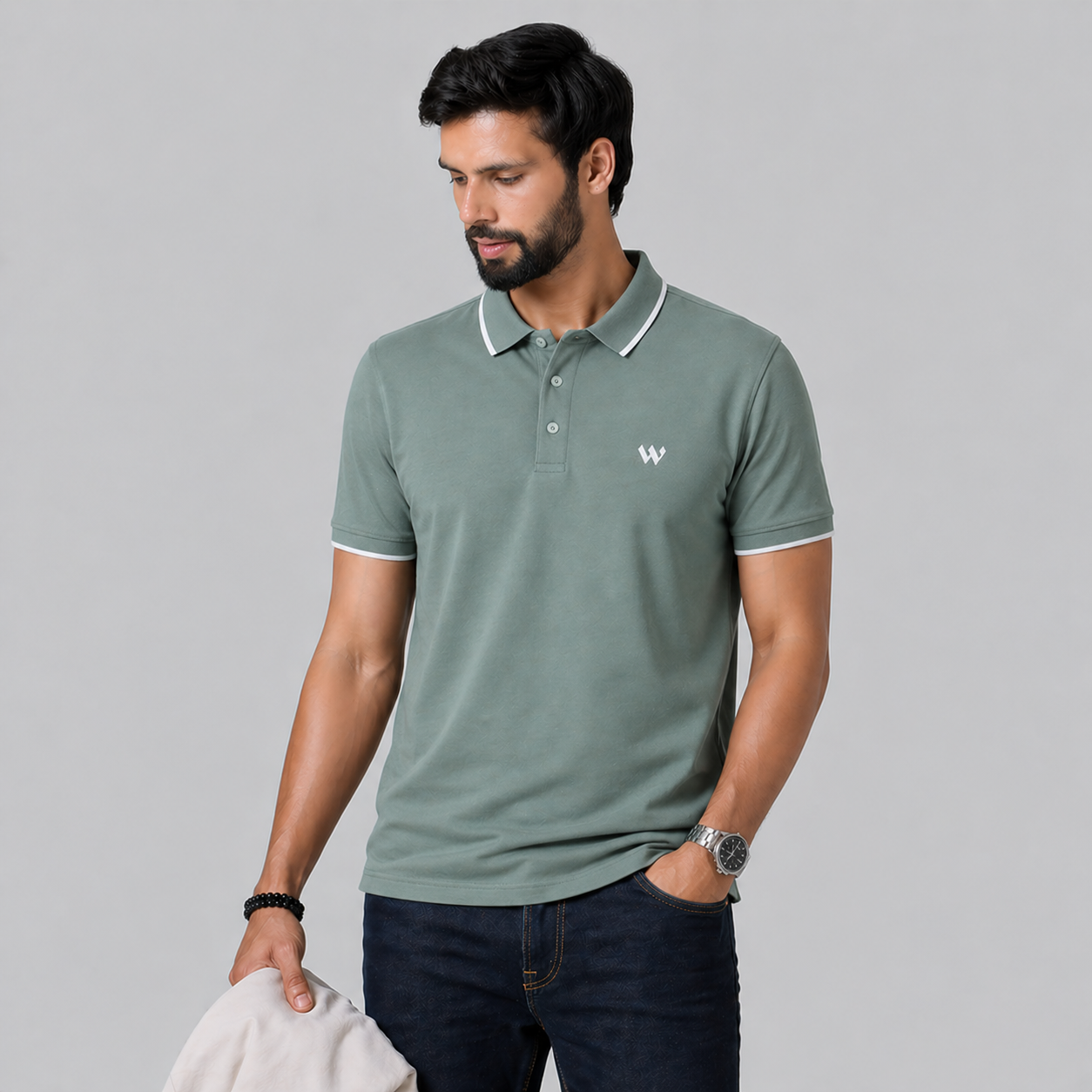 MEN's GREEN POLO T-SHIRT - 73543