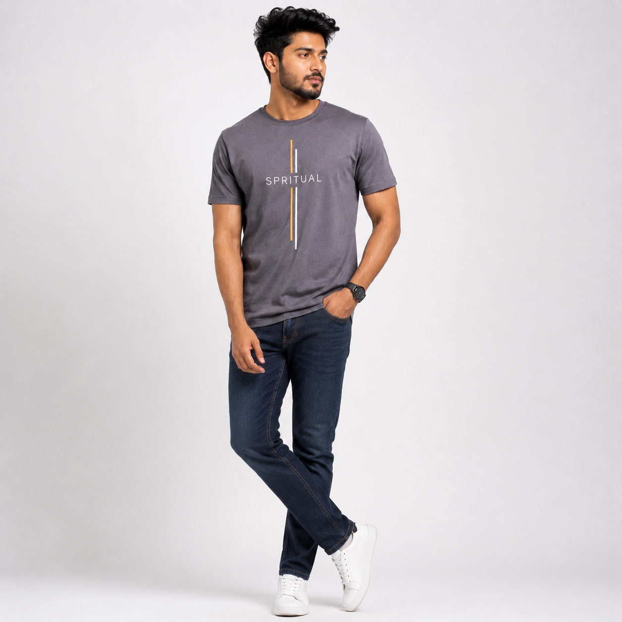 Winner Men's Grey-23 T-Shirt -73316