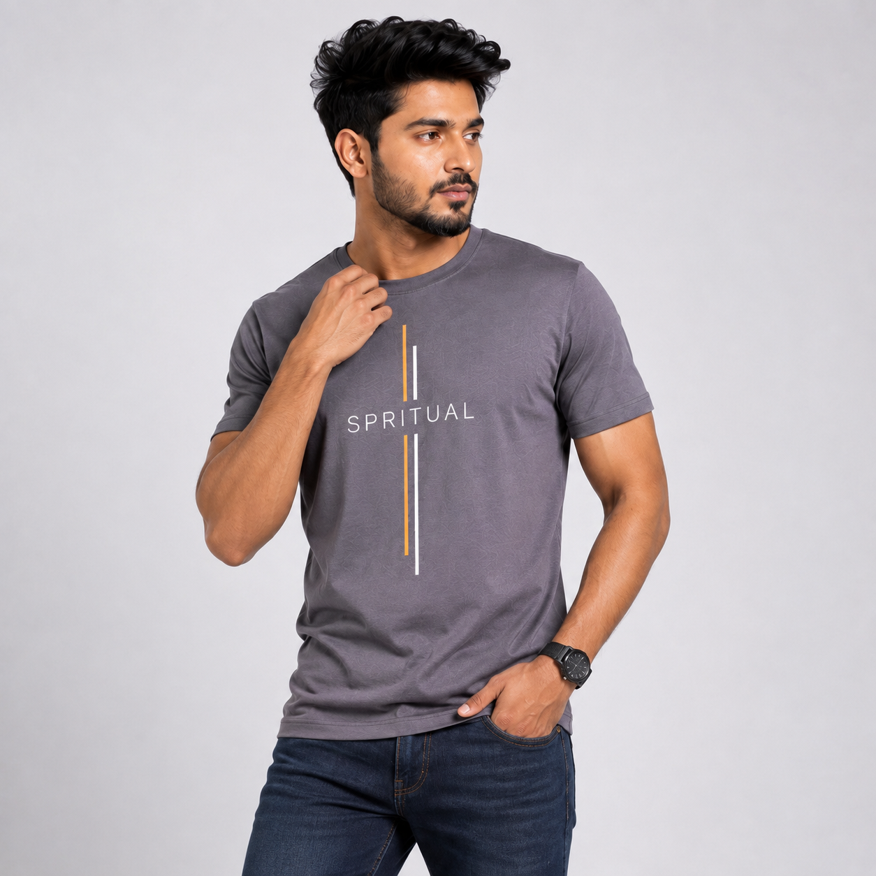 Winner Men's Grey-23 T-Shirt -73316