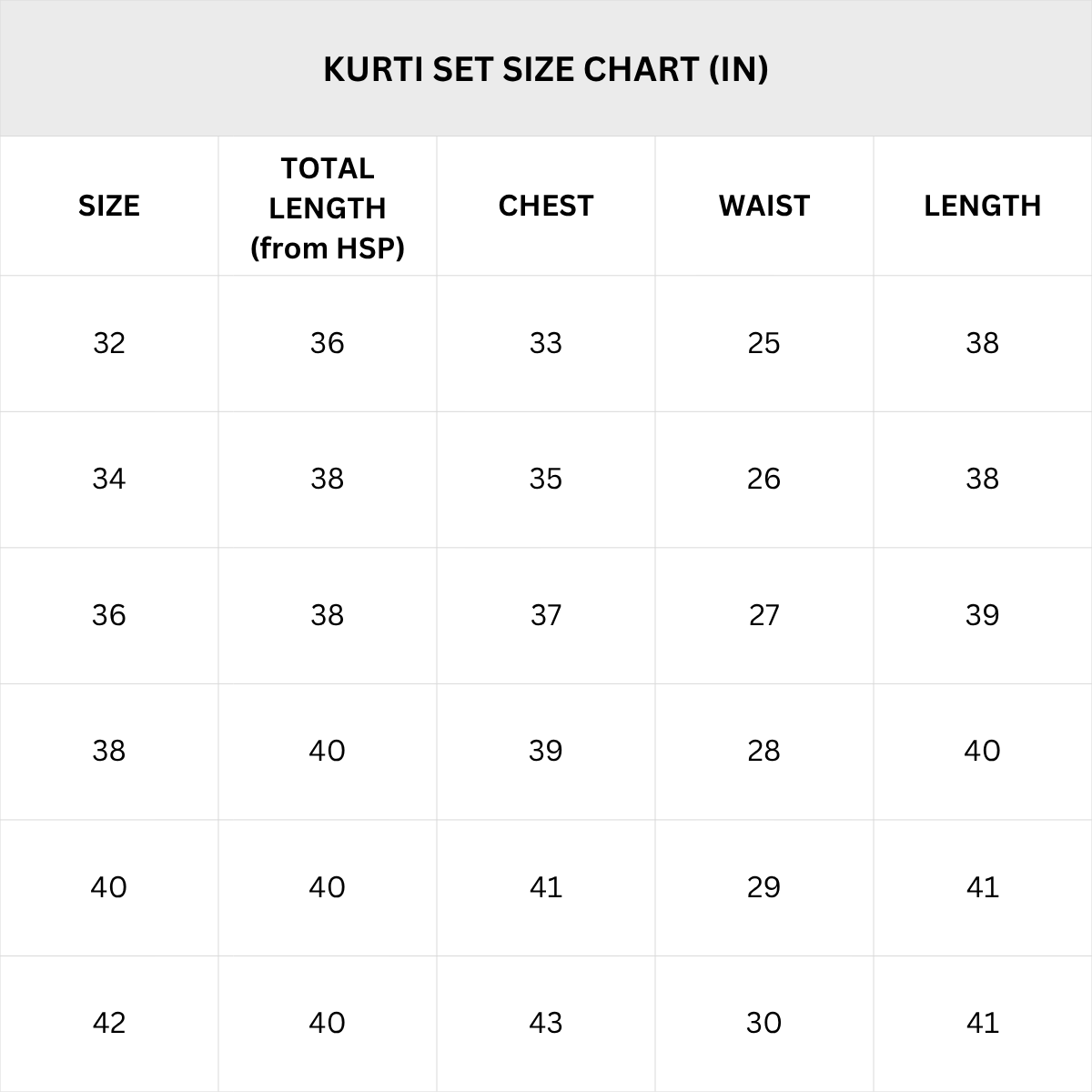 Size Chart