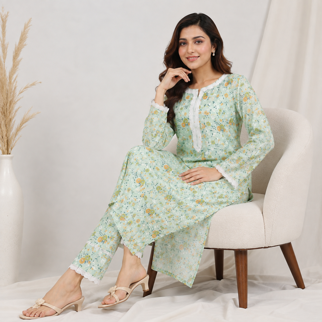 Winner lemon-AOP Ladies Kurti - 80186