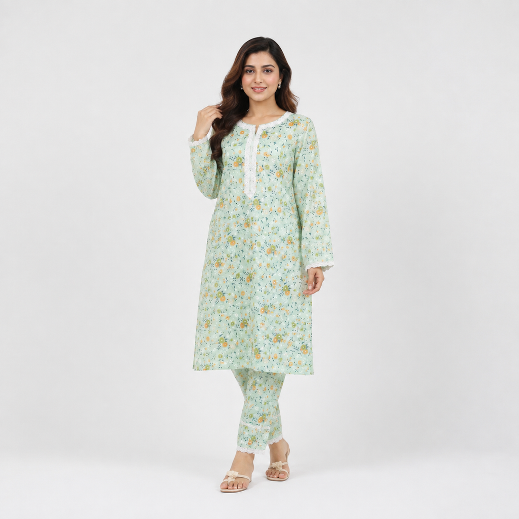 Winner lemon-AOP Ladies Kurti - 80186