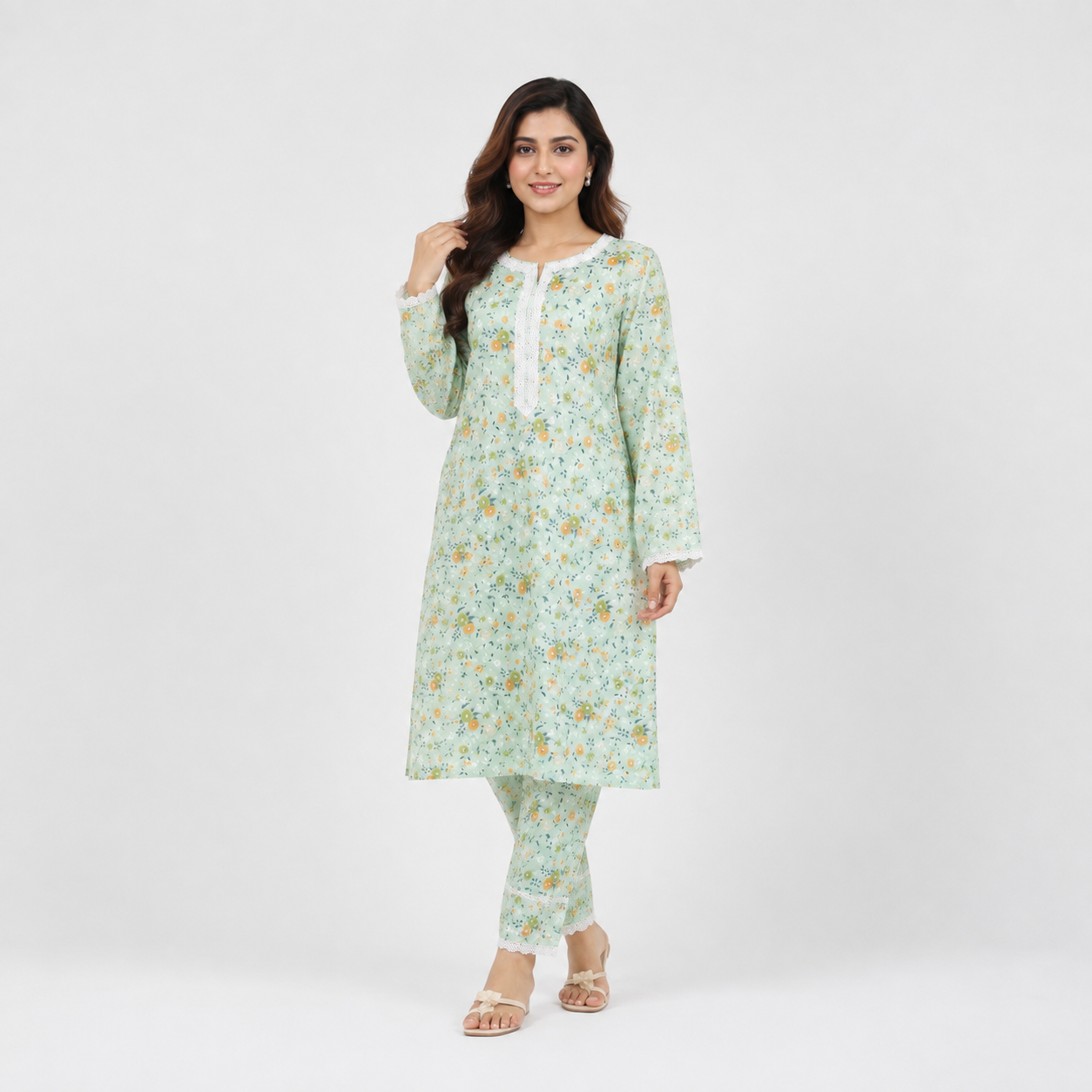 Winner lemon-AOP Ladies Kurti - 80186