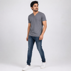 Winner Men's Lava Grey China V-Neck T-Shirt - 80215