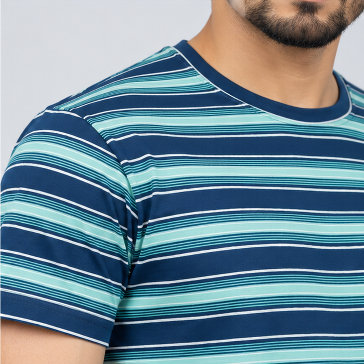 Winner Men's Light Feroza Navy Stripe T-Shirt 43816