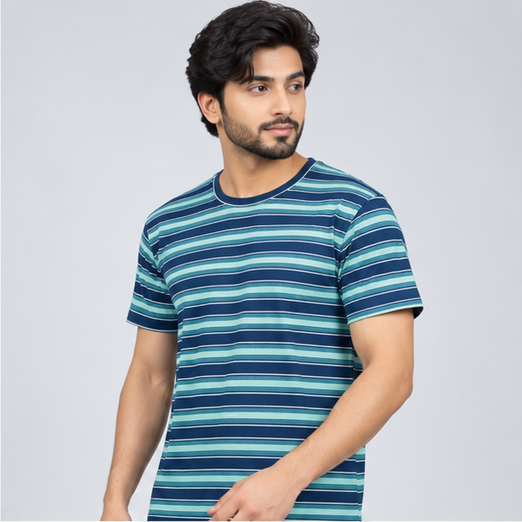 Winner Men's Light Feroza Navy Stripe T-Shirt 43816