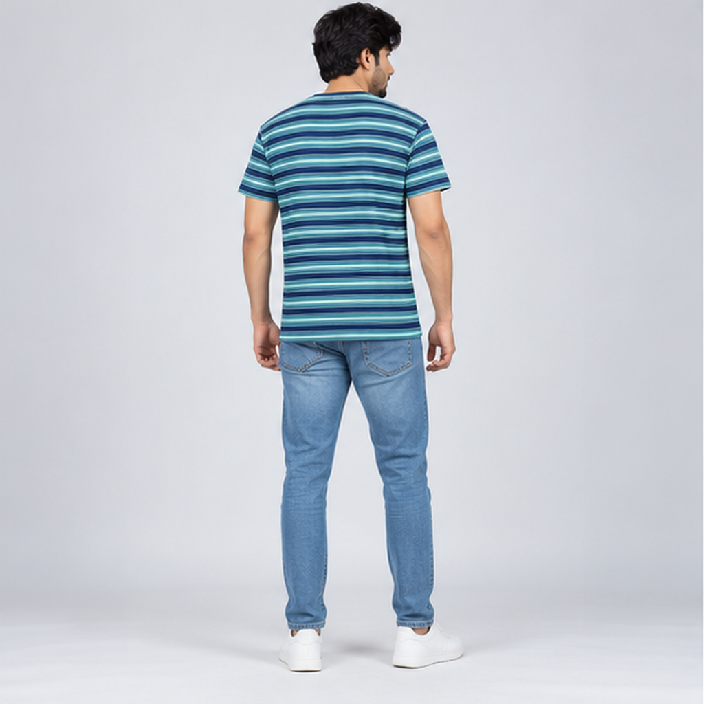 Winner Men's Light Feroza Navy Stripe T-Shirt 43816