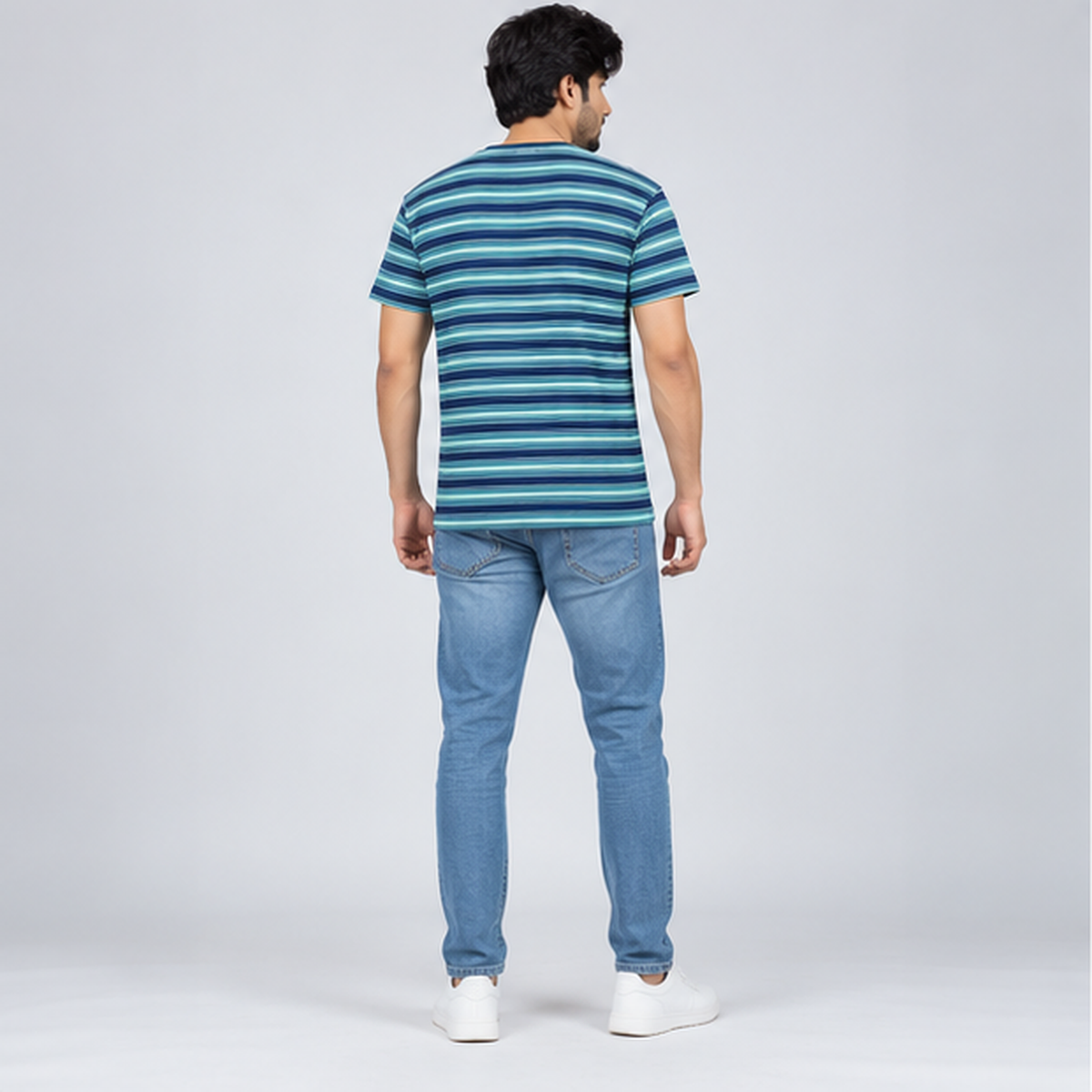 Winner Men's Light Feroza Navy Stripe T-Shirt 43816